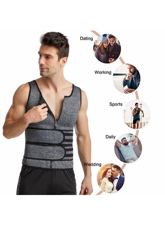 Zesen Men's Waist Trainer Sauna Vest Weight Loss Shaping Sweat Vest with Double Belts and Zipper, Corset Upgraded Version - Image 5